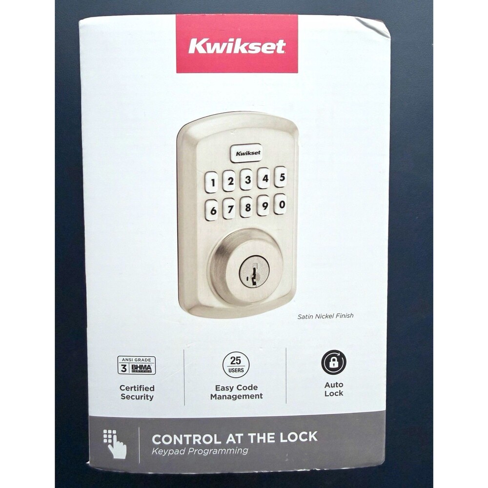 Kwikset Powerbolt 250 Keypad Smart Deadbolt, Keyless, Auto Lock, Satin Nickel